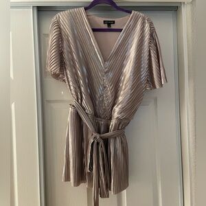 Lane Bryant Metallic Champagne Pleated Dressy Top size 24/26W